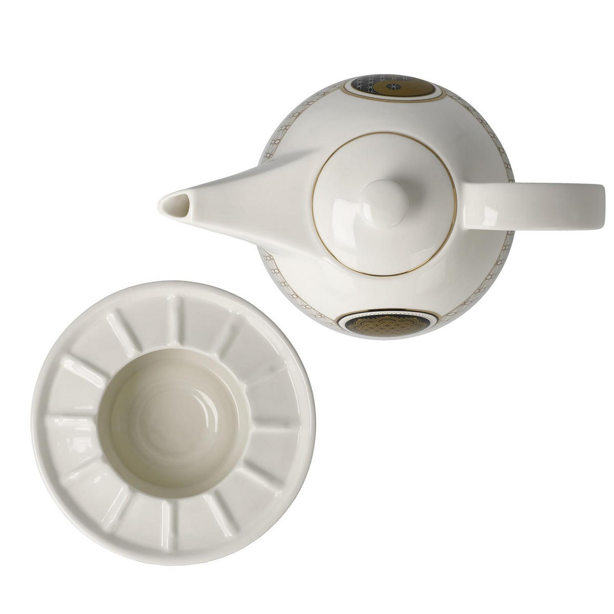 TEEKANNE MIT STÖVCHEN Lotus - Blume des Lebens bunt 1,2 l - Multicolor, Keramik (1.2L) - Goebel