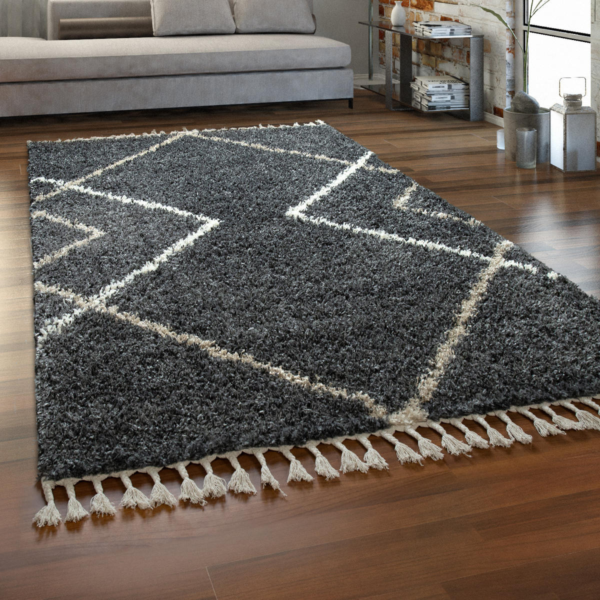 HOCHFLORTEPPICH 160/220 cm Helsinki 530 - Anthrazit, Textil (160/220cm) - Paco Home