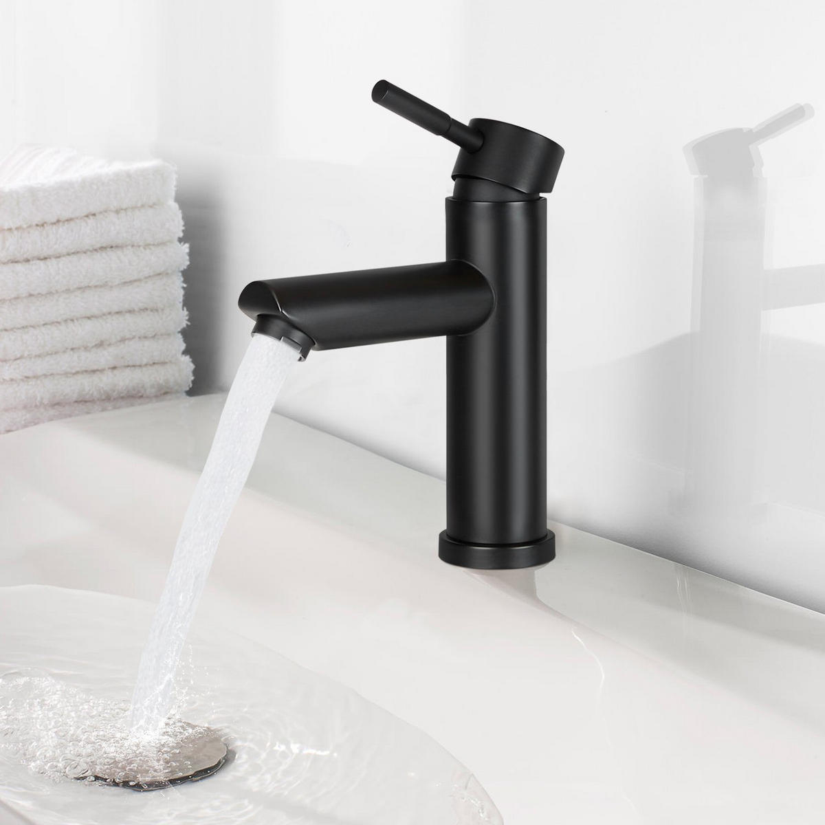 WASCHTISCHARMATUR Regniry 14.6/4.6/17.4 cm - Schwarz, Metall (4.6/17.4/14.6cm) - ZMH