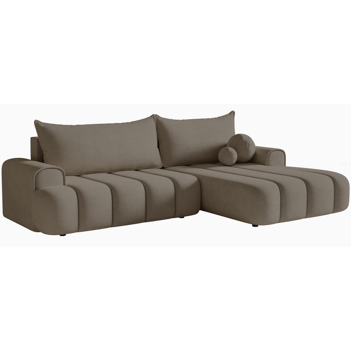 ECKSOFA Dandelino Dunkelbeige mit Samtbezug, rechts - Beige/Schwarz, Kunststoff/Textil (275/168cm) - Selsey