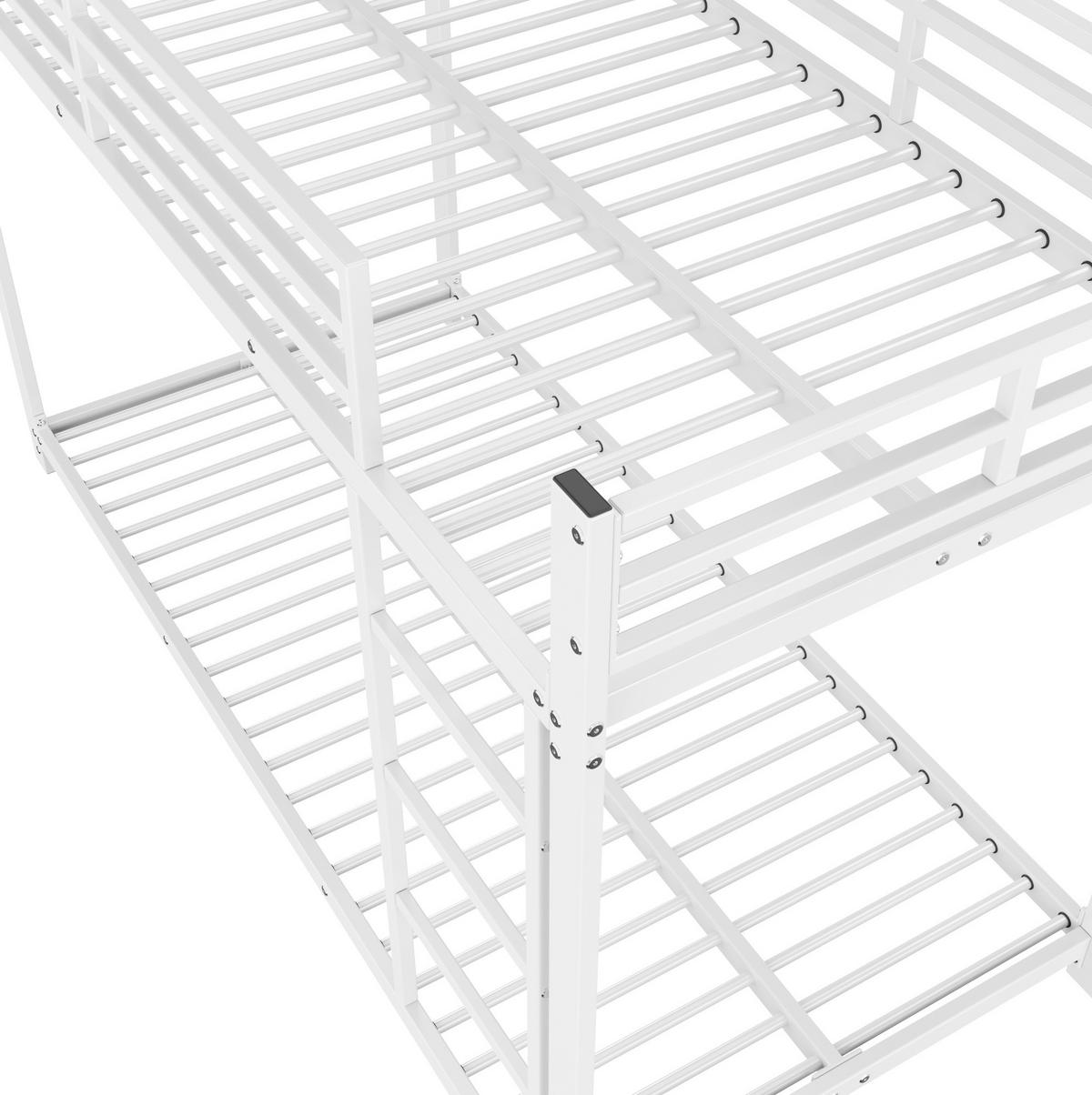 ETAGENBETT Kinderbette 90/200 cm aus Metall mit 26 cm Sicherheitsleisten Weiß - Weiß, Metall (90/200cm) - Modenvie