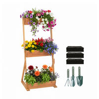 VERTIKALBEET - Braun, Holz/Textil (60/140/50cm) - Relaxdays