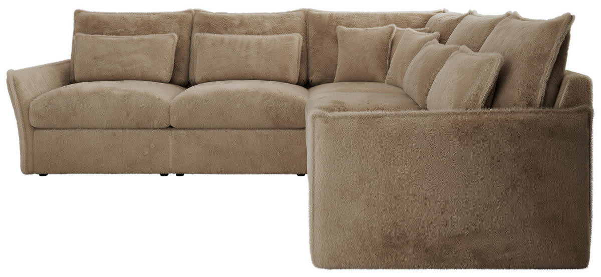 ECKSOFA VERSO L Beige Plüsch - Beige/Schwarz, Kunststoff/Textil (270/270cm) - MKS