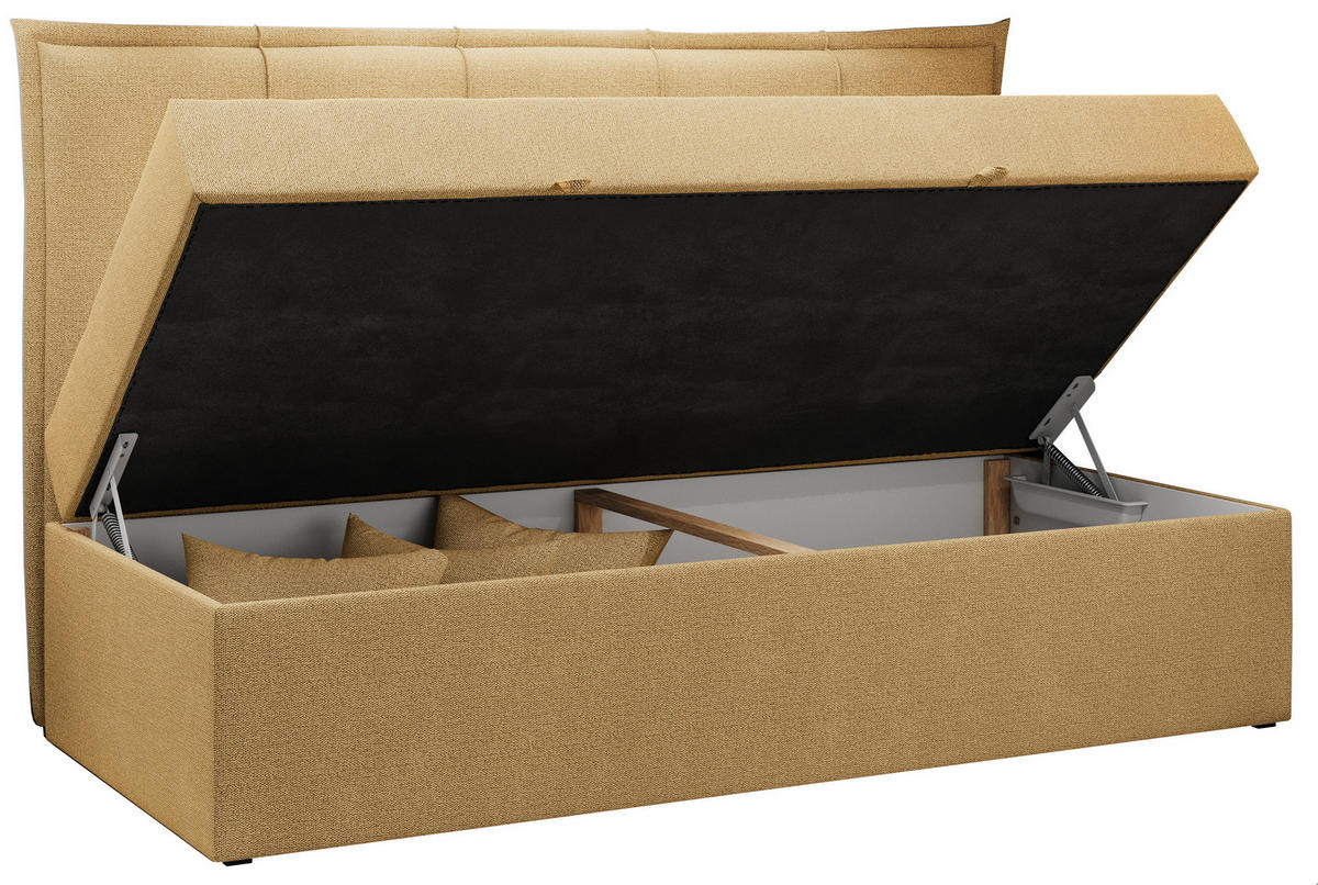 BOXBETT BANCO 90/200 Gelb Struktur - H3 - Gelb, Holz/Textil (90/200cm) - MKS
