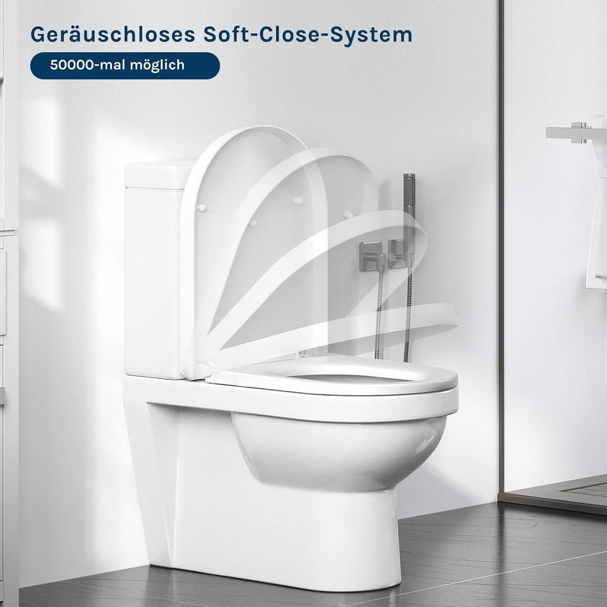 TOILETTENDECKEL WC Deckel Sitz Absenkautomatik, D-Form - Weiß, Kunststoff (36/2.51/45cm) - Woltu