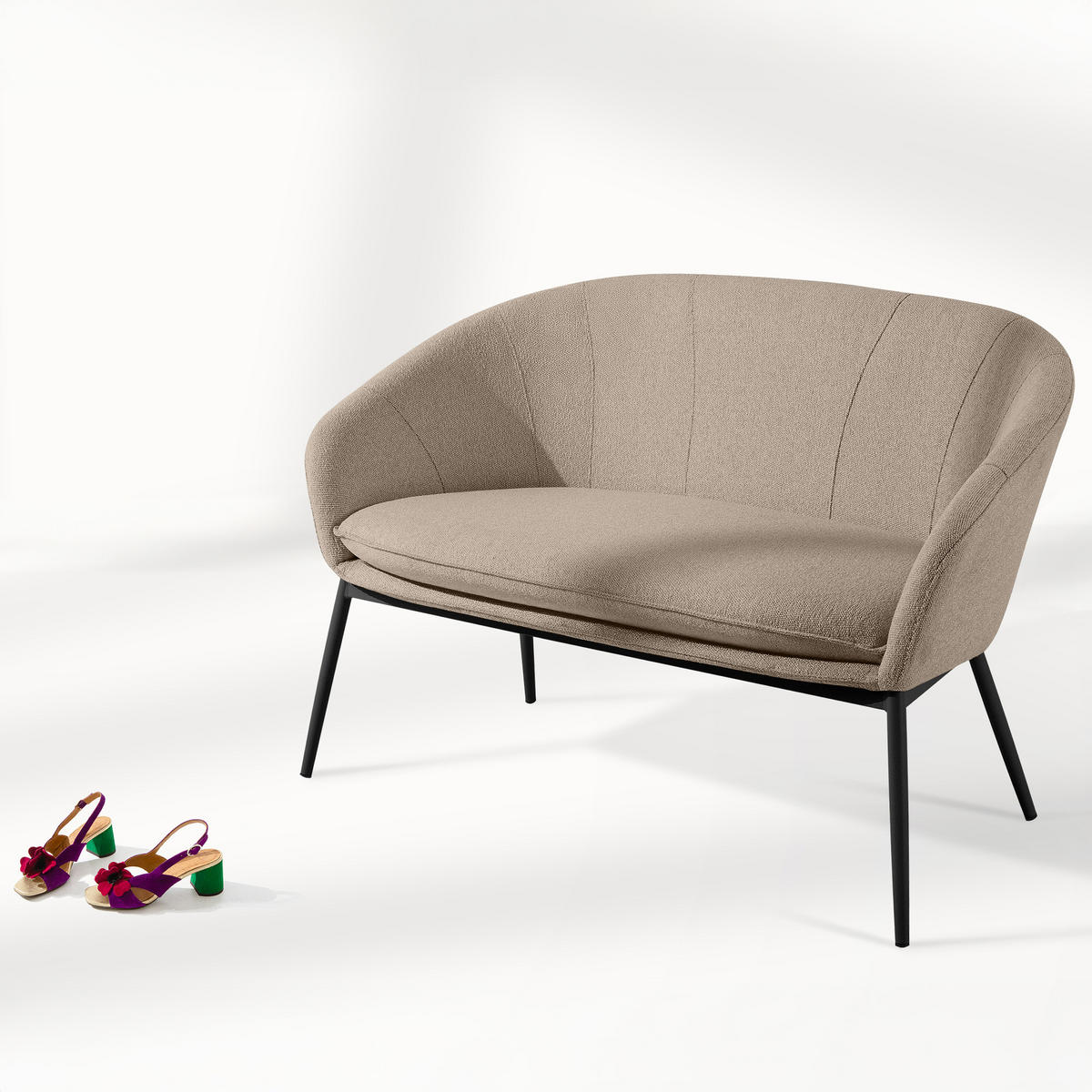 GARTENMÖBELSET SOLIS Gartenlounge-Set, hellbraun/schwarz - Hellbraun, Textil/Metall - KONSIMO®