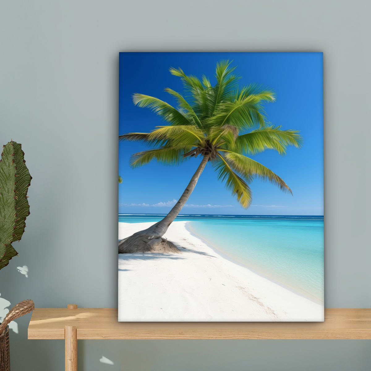 LEINWANDBILD Strand - Palme - Tropisch - Meer 30x40 cm - Grün, Textil (30/40cm) - MuchoWow