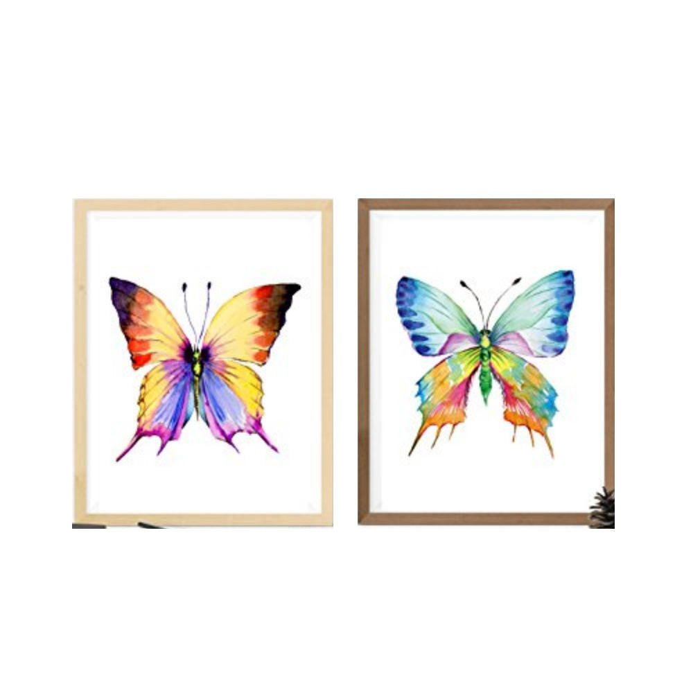 POSTER Set Mit 2 Vollfarbige Schmetterlinge Set A3 Rahmenlos - Klar, Papier (29.7/5/42cm) - Nacnic