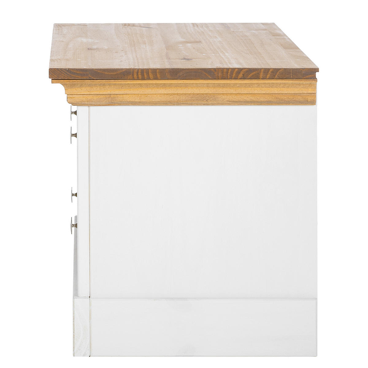 MASSIVE GARDEROBENBANK - Kiefer Weiß / Kiefer - Weiß/Kieferfarben, Holz (104/46/42cm) - home24