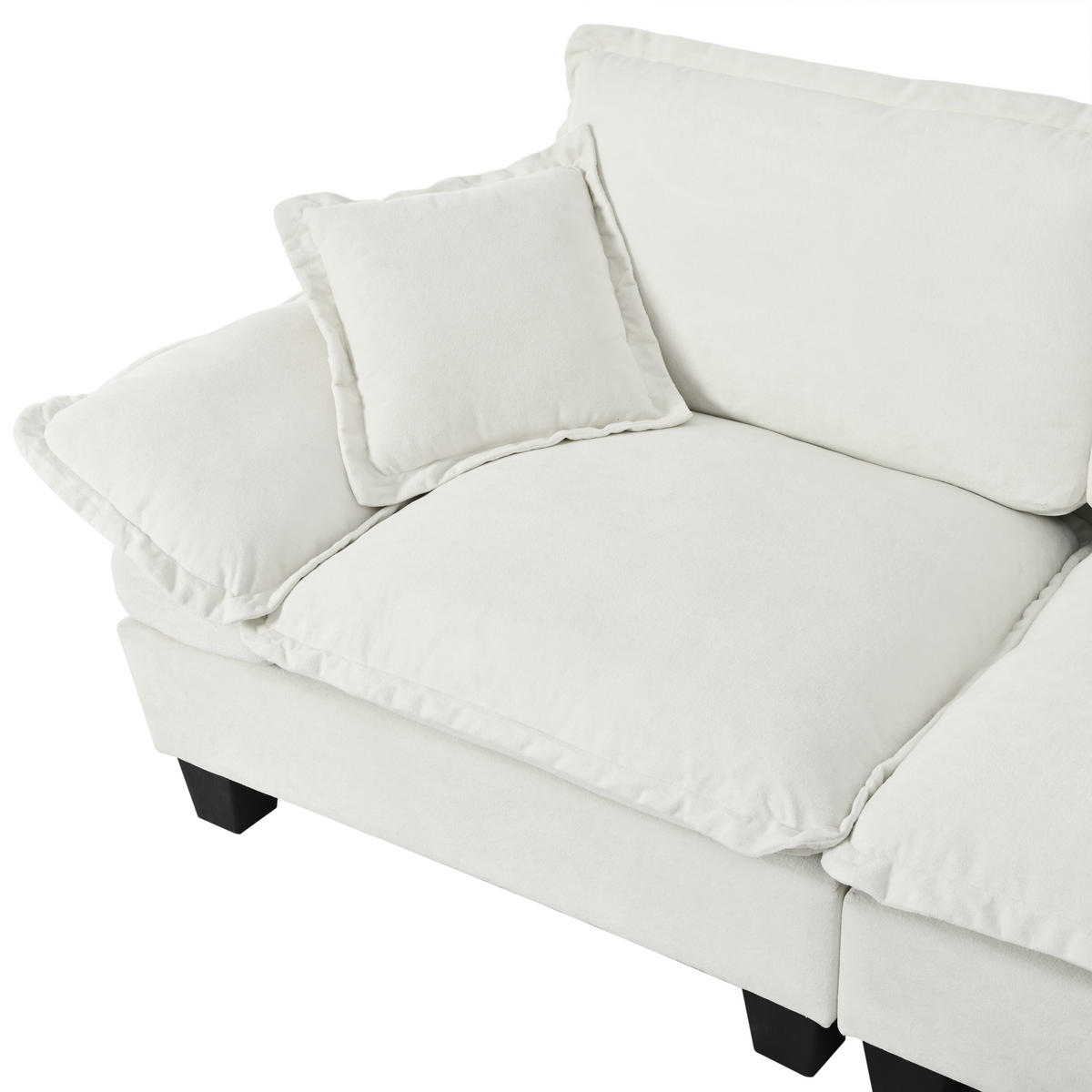ECKSOFA aus Chenille 194x155x90 cm in Beige mit Ottomanen-Modul - Beige, Textil (155/90/194cm) - Modfu