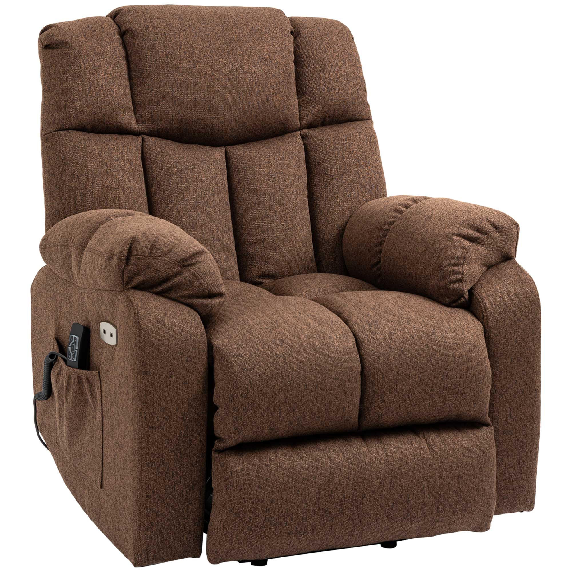 SESSEL mit Aufstehhilfe, Polyester - Braun, Kunststoff (95/107/92cm) - HOMCOM