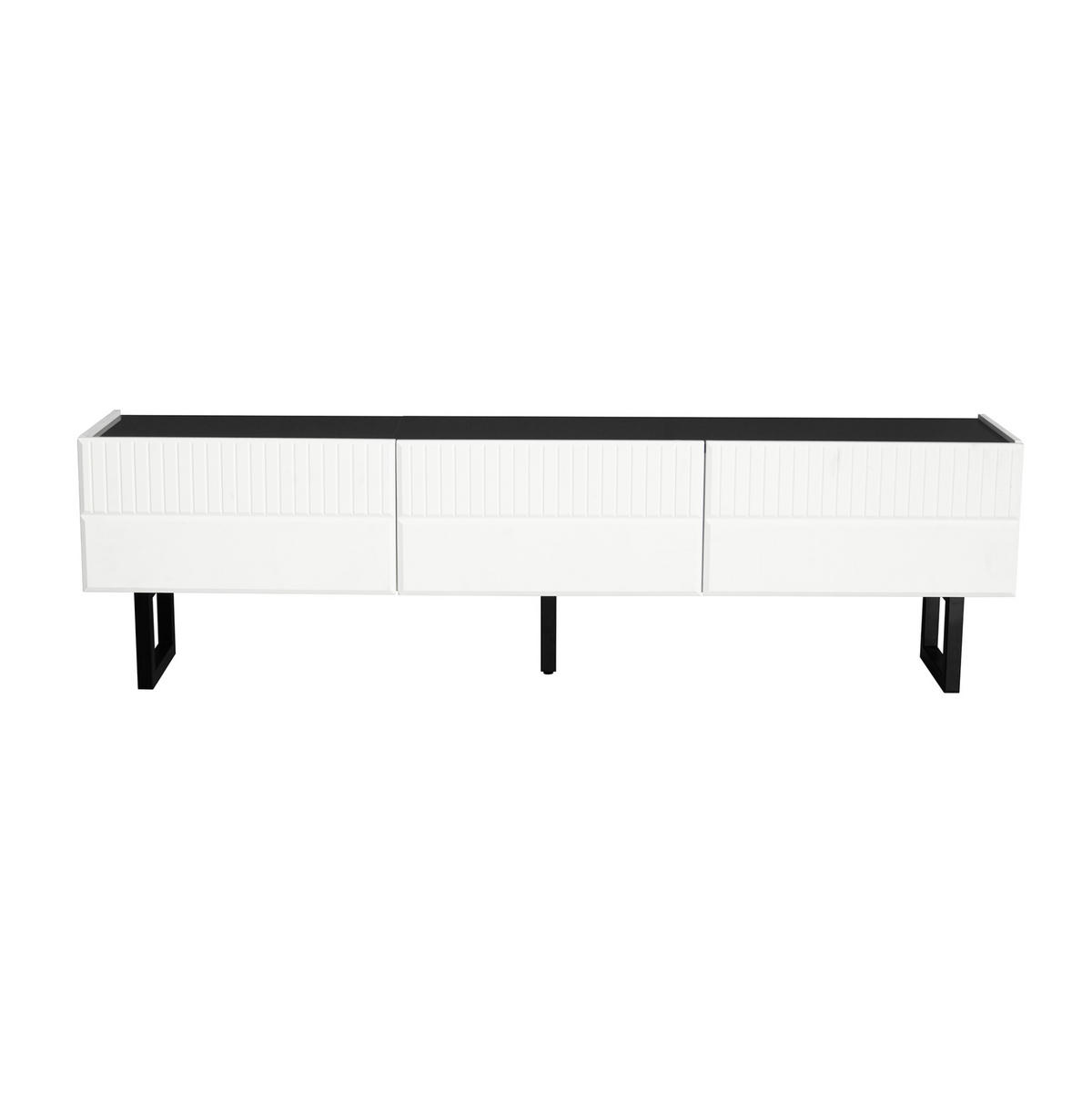 TV stolek 170/35/47 cm černobílý z MDF a dřevotřísky s úložnými zásuvkami - černá, kompozitní dřevo (170/47/35cm) - OKWISH