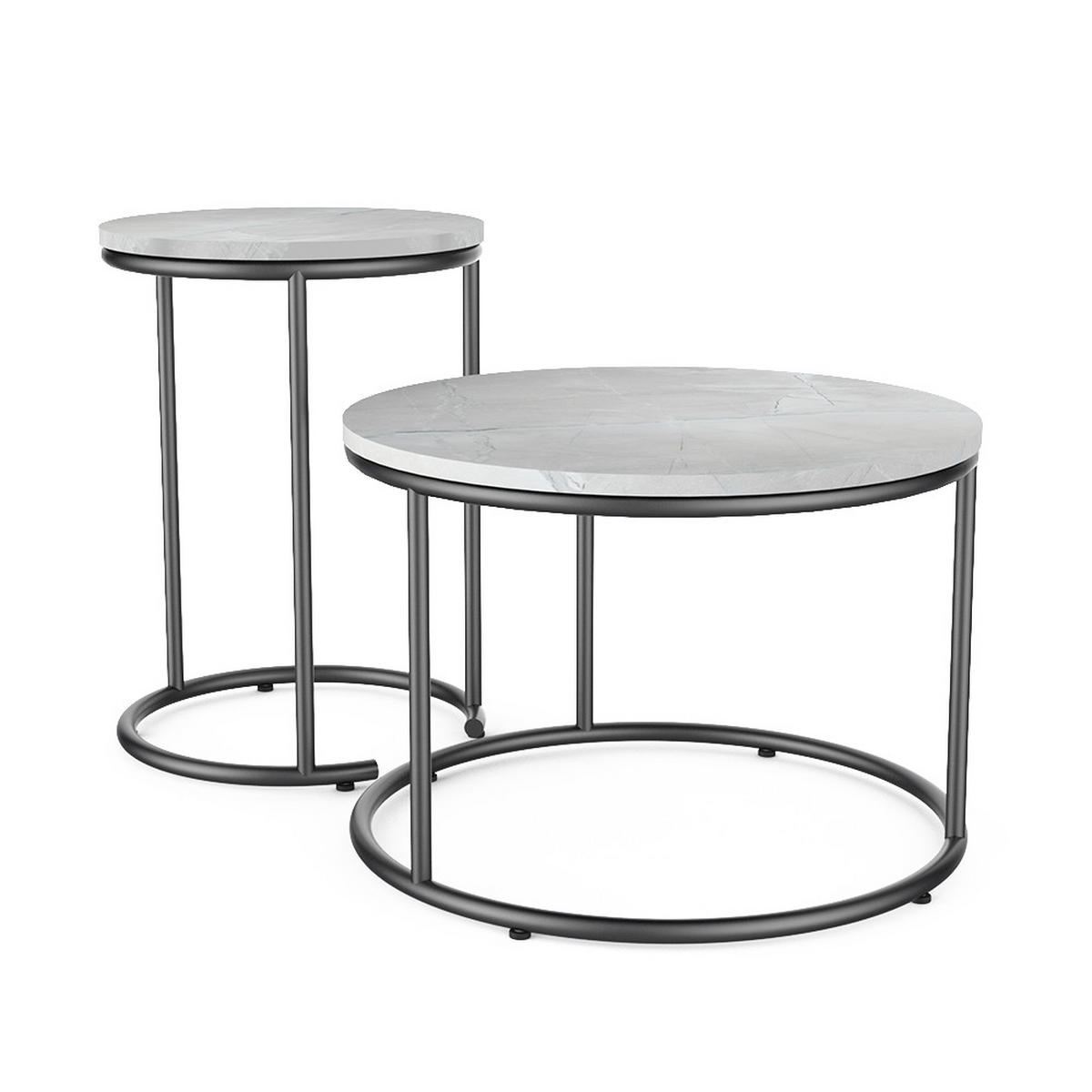 COUCHTISCH-SET Ottawa Marmor Weiß 55 x 55 cm 2 Teile - Weiß Hochglanz, Holzwerkstoff (55/55/34.5cm) - Vicco
