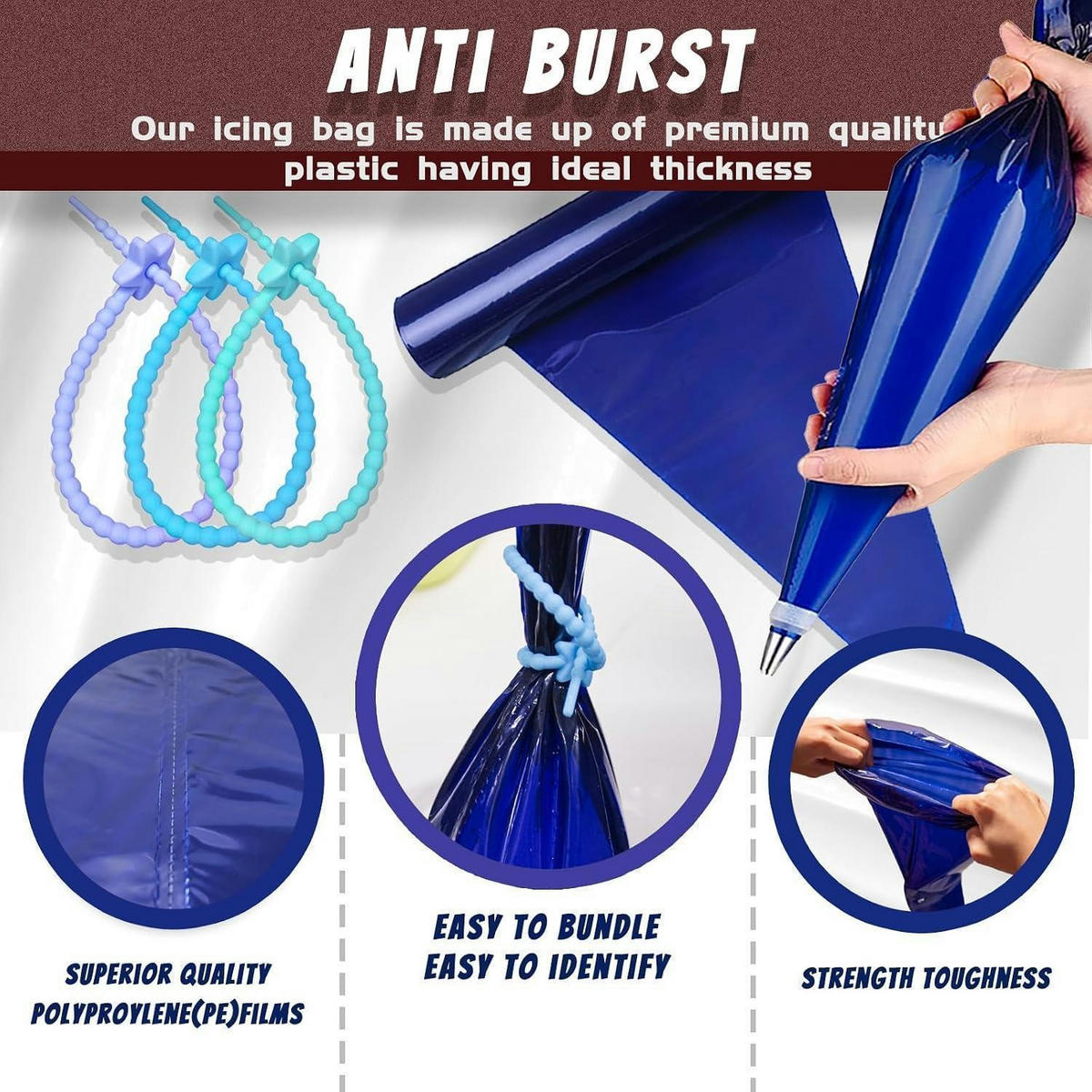 SPRITZBEUTEL 50 Stück 49x28cm Einweg robust - Blau, Kunststoff (8/3/22cm)