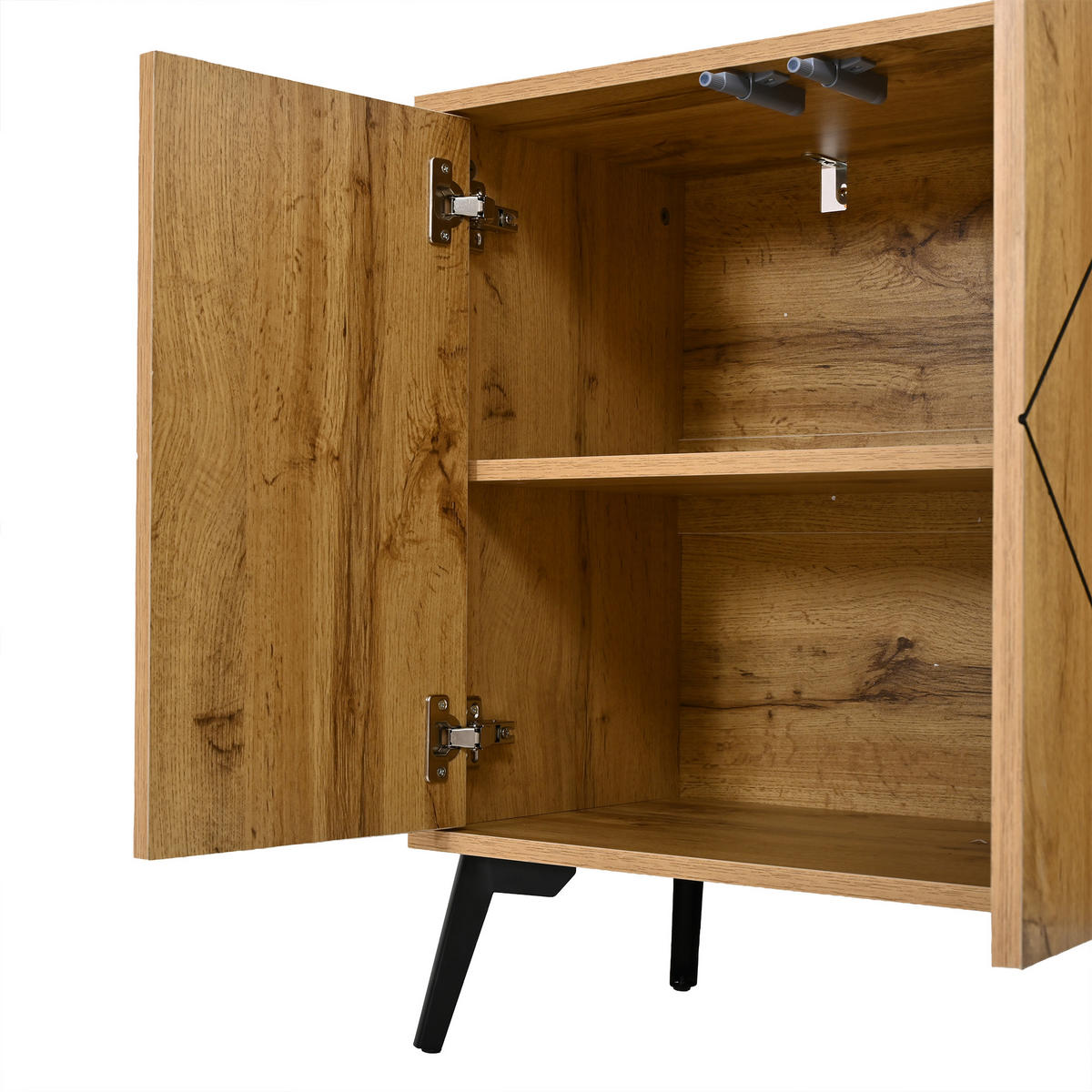 SIDEBOARD DE-37856 mit 4 Türen und Wellenmuster Holzfarbe - Naturfarben, Holzwerkstoff (120/69/35cm) - ComfortXL