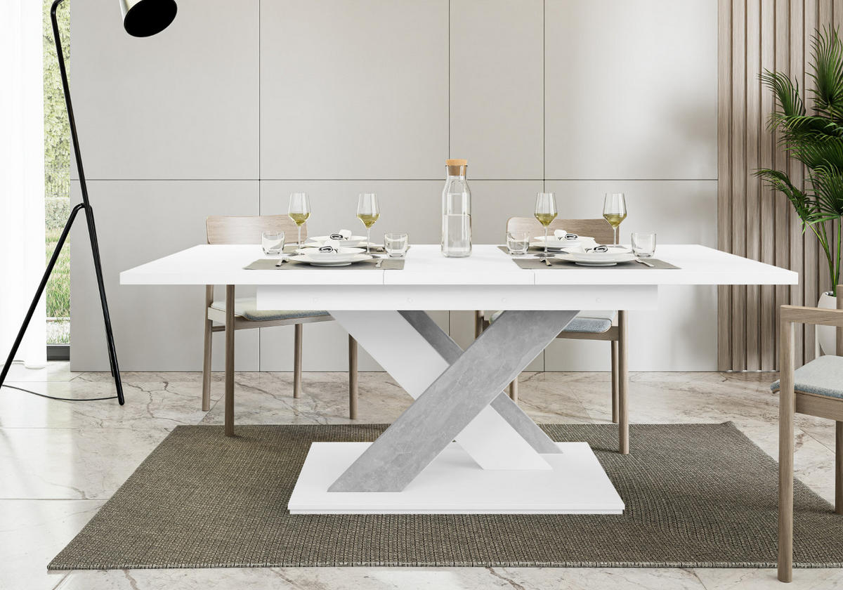 ESSTISCH Ausziehbar 140-180 cm Weiß - Weiß, Holzwerkstoff (180/80/75cm) - Home Collective