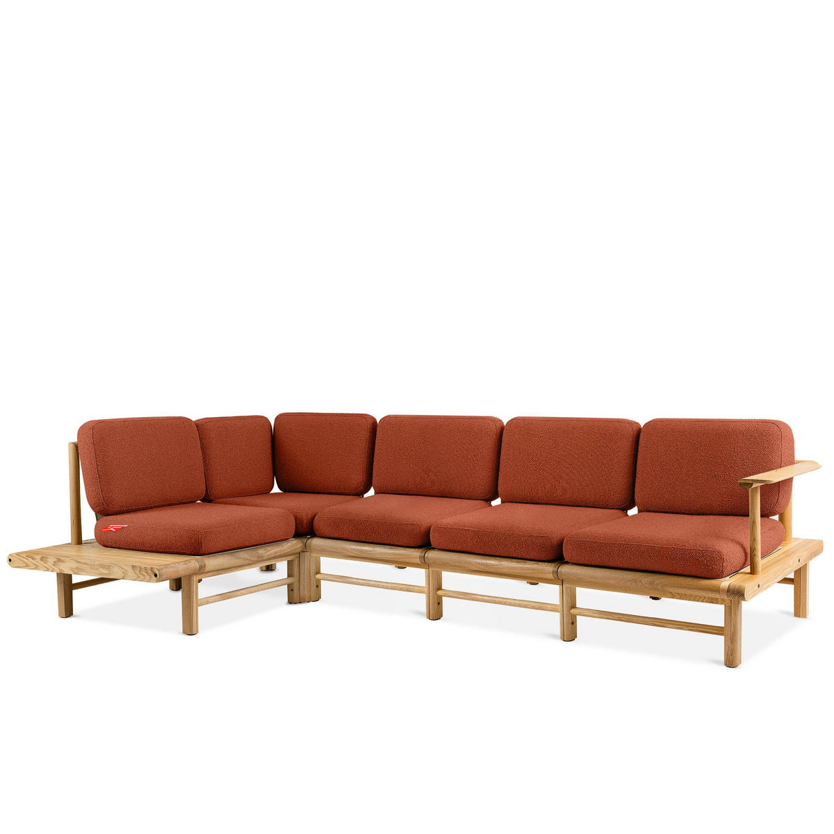 LOUNGESOFA ATREDA links - Orange, Holz/Textil (300/80/175cm) - KONSIMO®