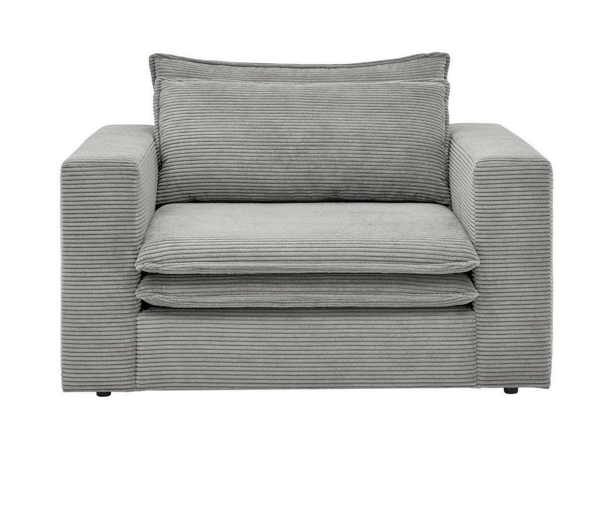 LOVESEAT hellgrau Cord, Loungesessel 125 cm - Beige/Hellgrau, Holz/Kunststoff (125/83/91cm) - Furn.Design