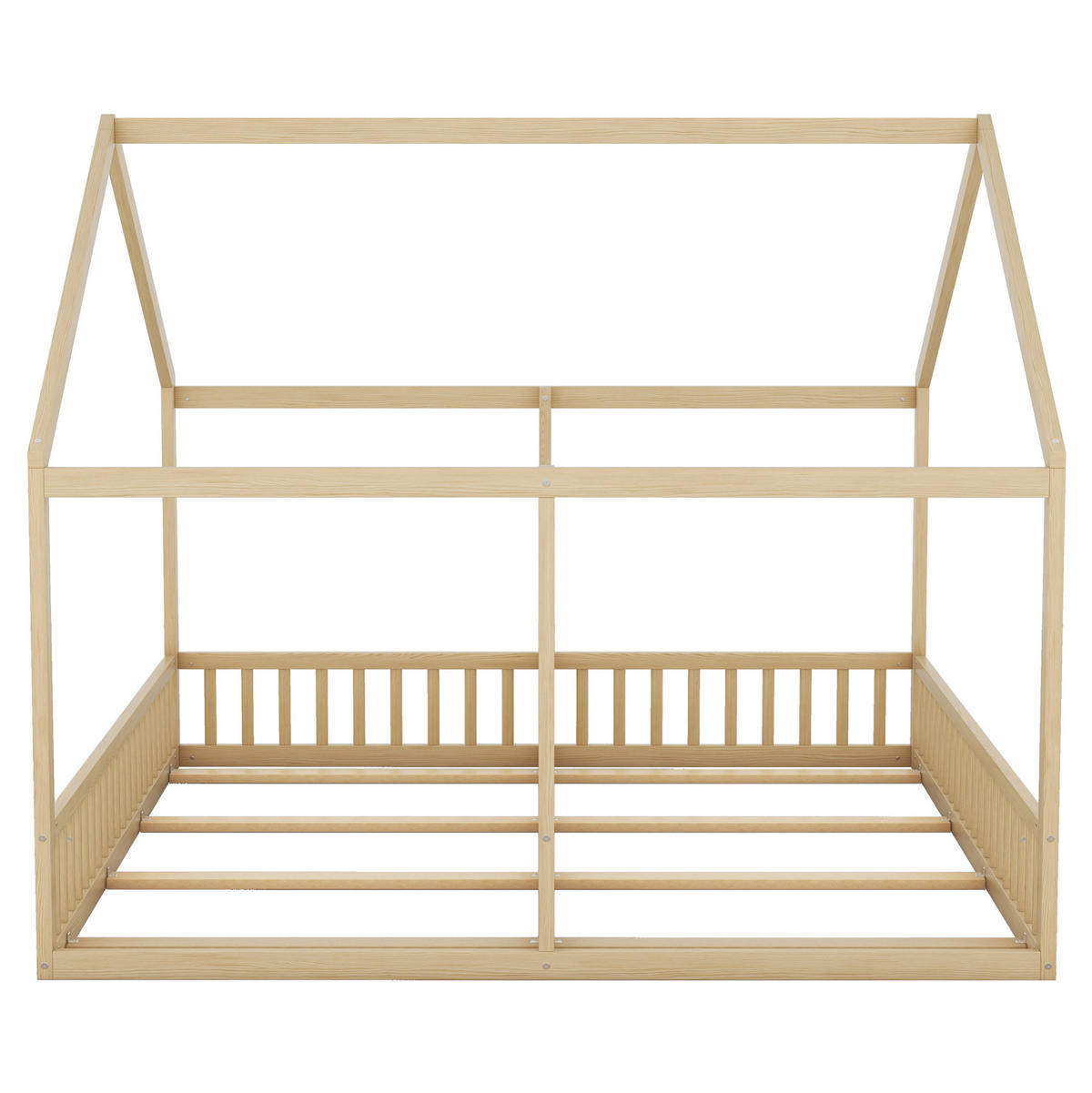 BETT 90/200 cm Natur aus Kiefernholz und MDF mit Mittelgeländer - Naturfarben, Holz (90/200cm) - OKMYHOME