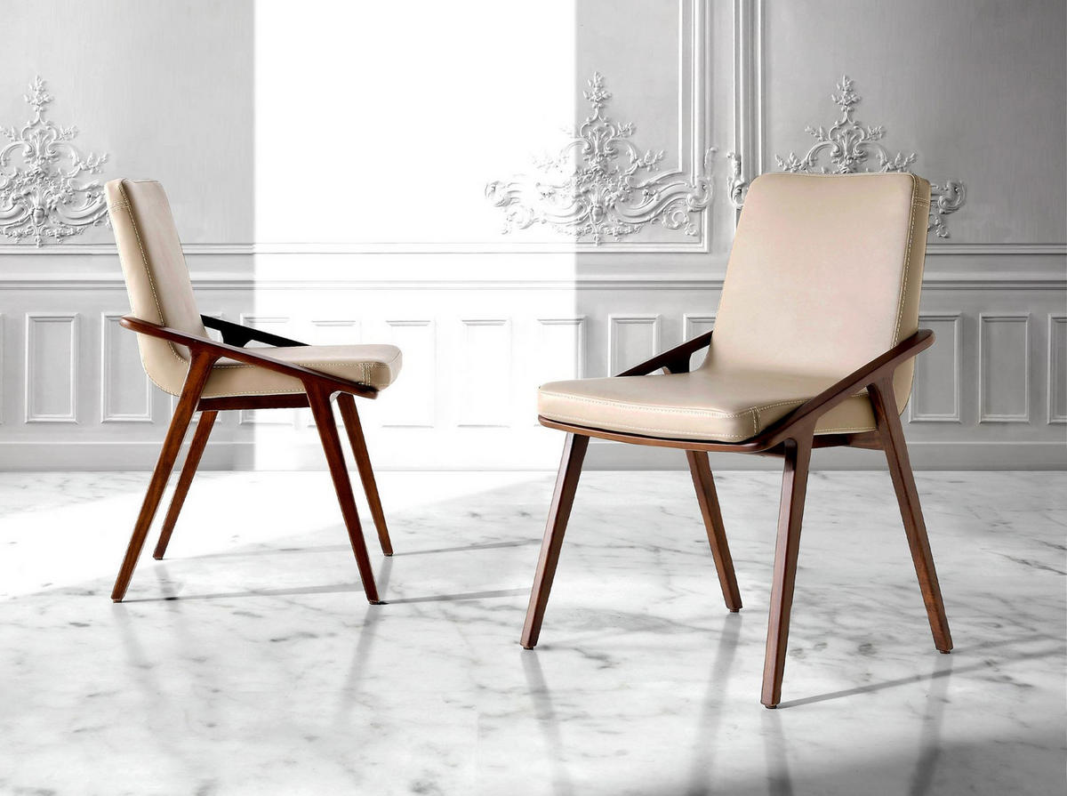 STUHL Nerzfarben 54/59/80 cm - Taupe/Fango, Leder/Holz (54/80/59cm) - ANGEL CERDA