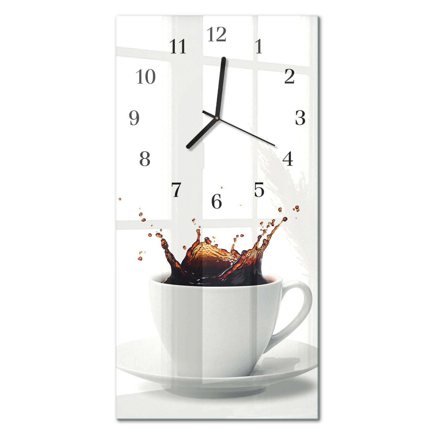 WANDUHR 60x30 cm - Blumen - Weiß, Glas (30/60/0.4cm) - TULUP