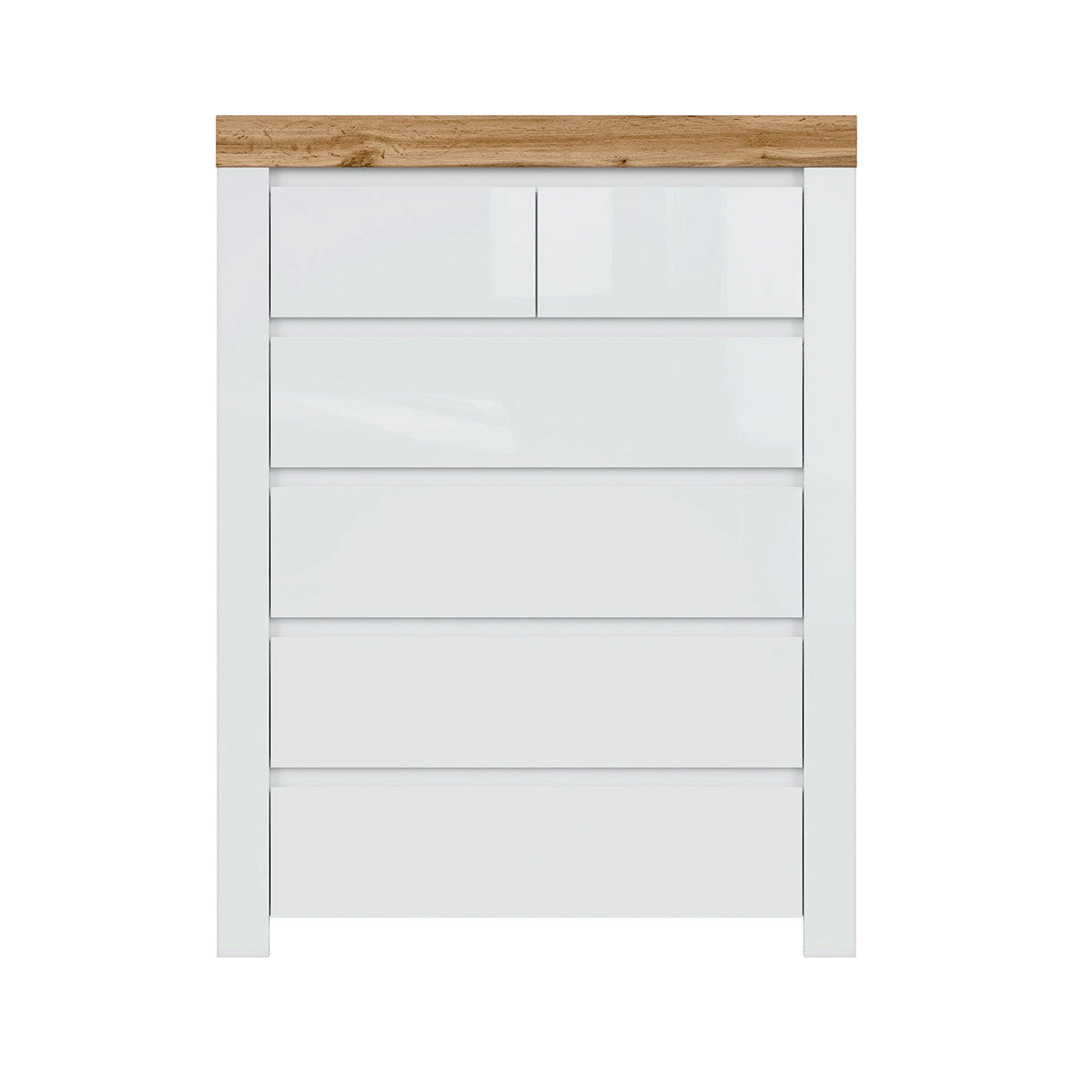 KOMMODE Hella Weiß und Holz - Weiß, Holzwerkstoff (98/130/42cm) - Petits-meubles
