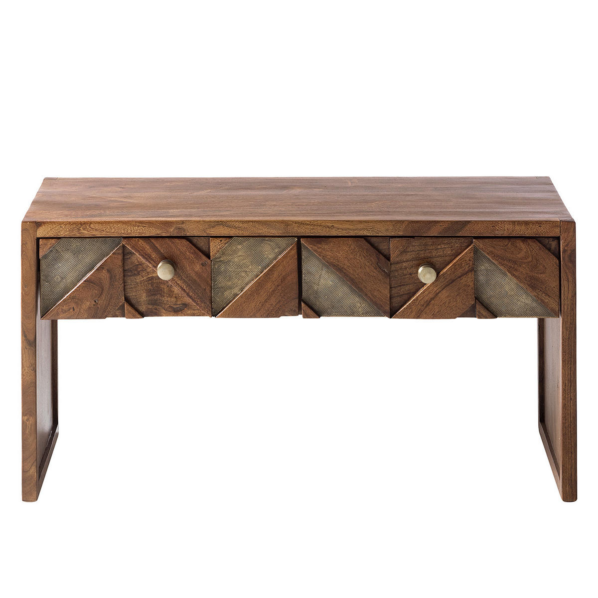 GARDEROBENBANK - Akazie massiv / Metall - Akaziefarben, Holz (87/45/35cm) - home24