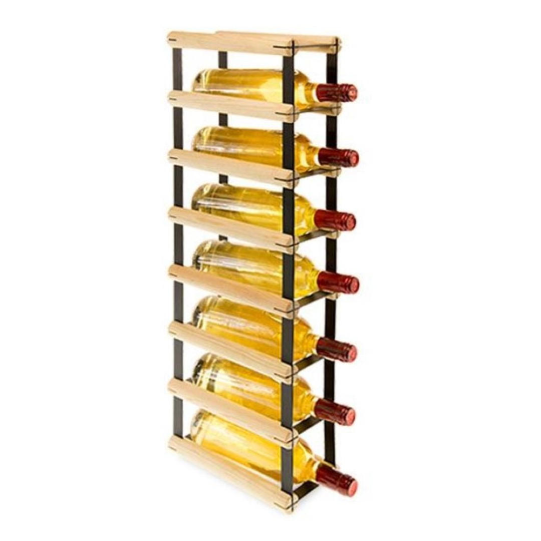 WEINREGAL Vinotega Mod Metal 72,5x12,5x24,5 cm 1x7 Flaschen Massives Kiefernholz Natur - Naturfarben, Holz (12.5/72.5/24.5cm) - PROREGAL