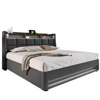 POLSTERBETT 180/200 cm Grau mit Bettkasten, USB-Anschluss und LED-Beleuchtung - Grau, Textil (180/200cm) - Flora Grace
