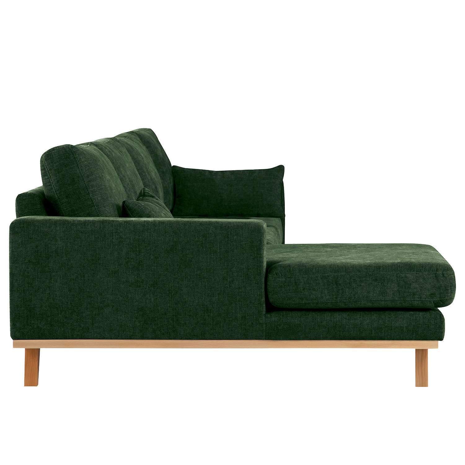 ECKSOFA mit Longchair - Dunkelgrün/Buchefarben, Textil (281/153cm) - home24