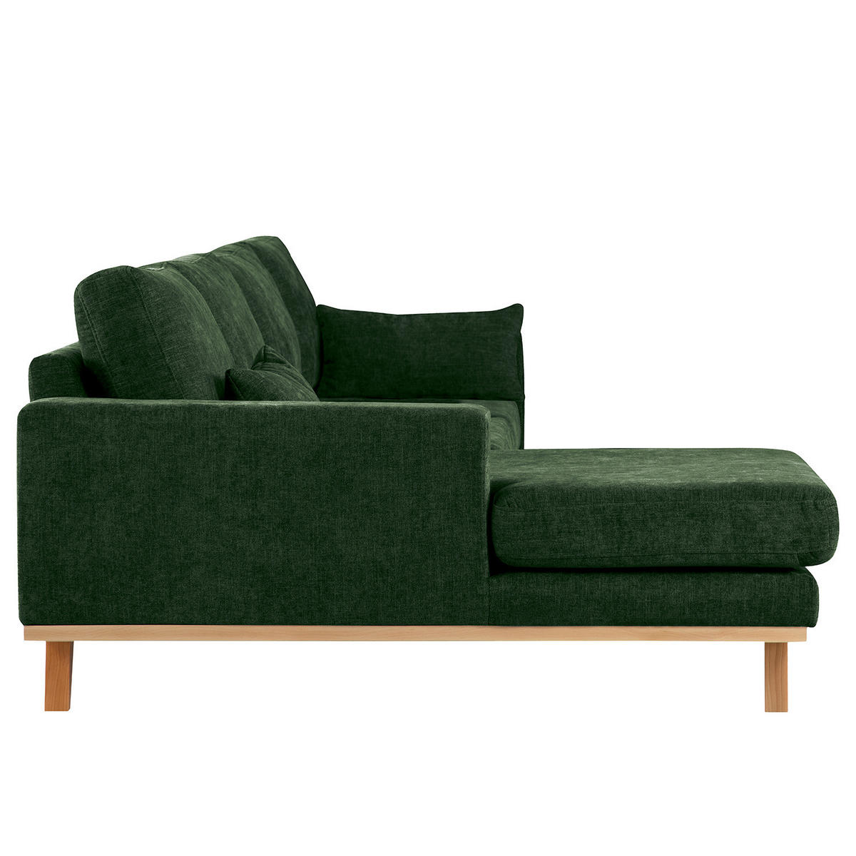 ECKSOFA mit Longchair - Dunkelgrün/Buchefarben, Textil (281/153cm) - home24