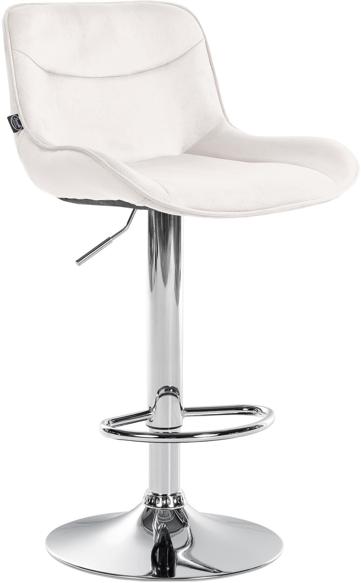 BARHOCKER Samt creme - Chromfarben/Creme, Textil/Metall (49/85/51cm) - CLP