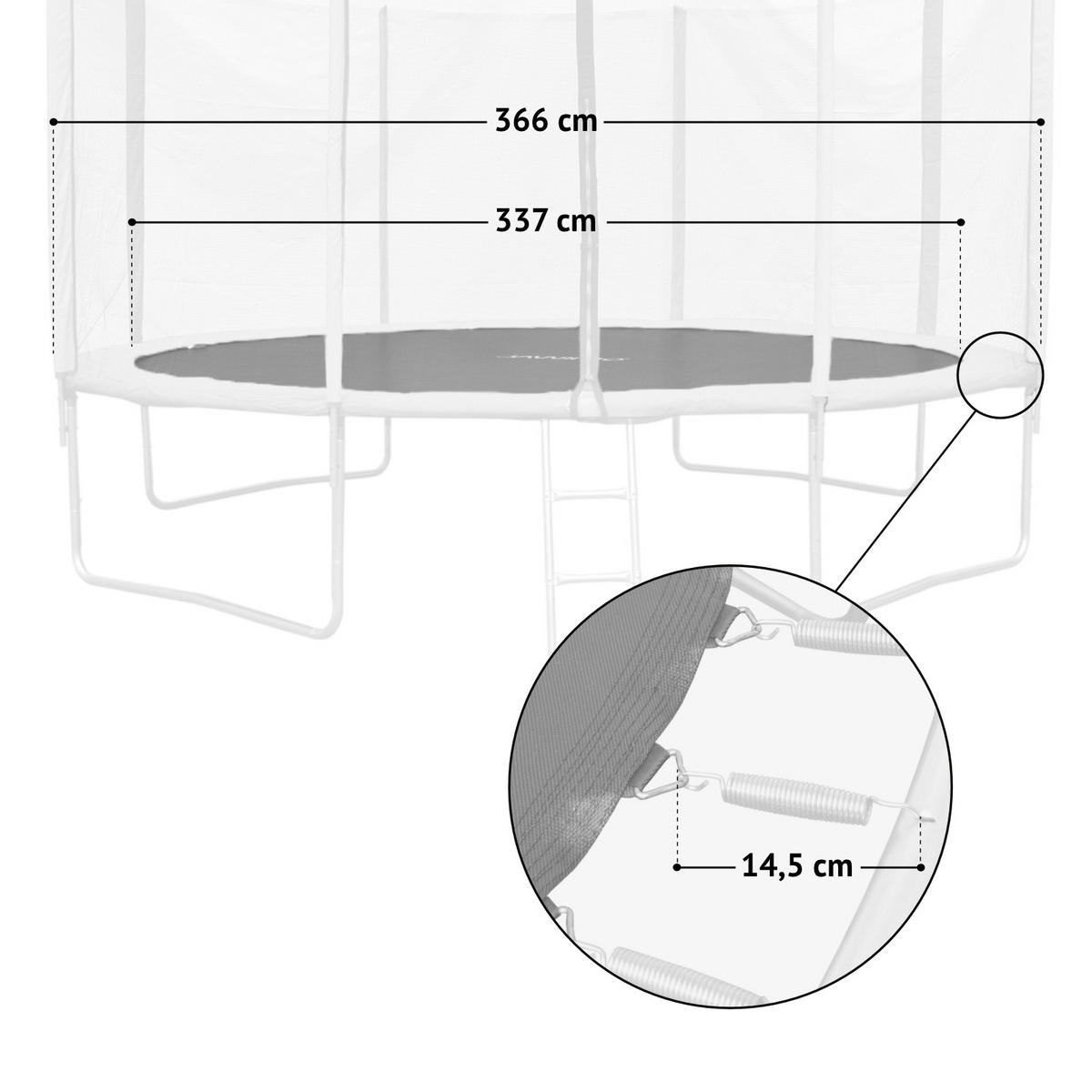 SPRUNGTUCH Trampolin 366 cm - Schwarz, Kunststoff (366/366cm) - JAWINIO