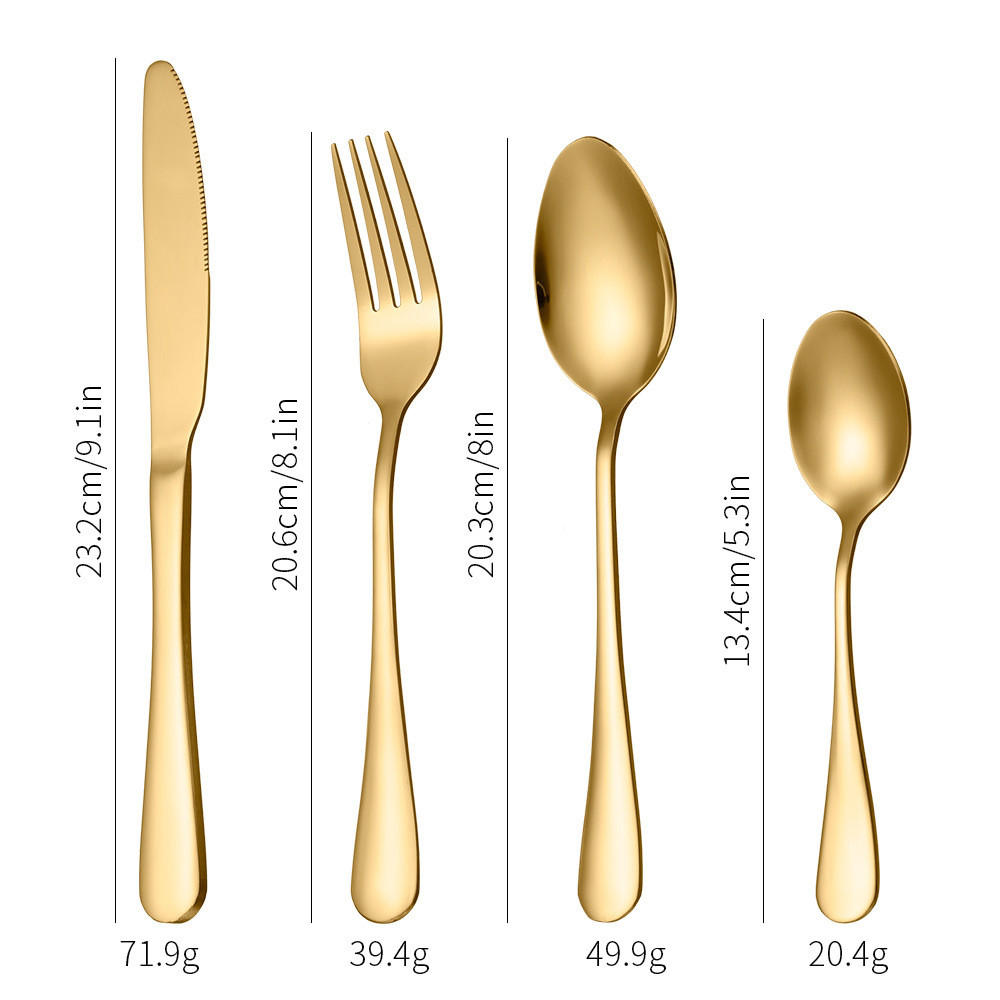 BESTECK-SET, 24 Teile, mirror finish, klassisch, hochwertige Holzbox - Goldfarben, Metall