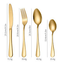 BESTECK-SET, 24 Teile, mirror finish, klassisch, hochwertige Holzbox - Goldfarben, Metall
