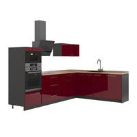 KUHINJA U OBLIKU SLOVA L Fame-Line, Bordo visokog sjaja/Antracit, 287 x 207 cm, RP Hrast - bordo/antracit, drvni materijal (287/153.6/60cm) - Vicco