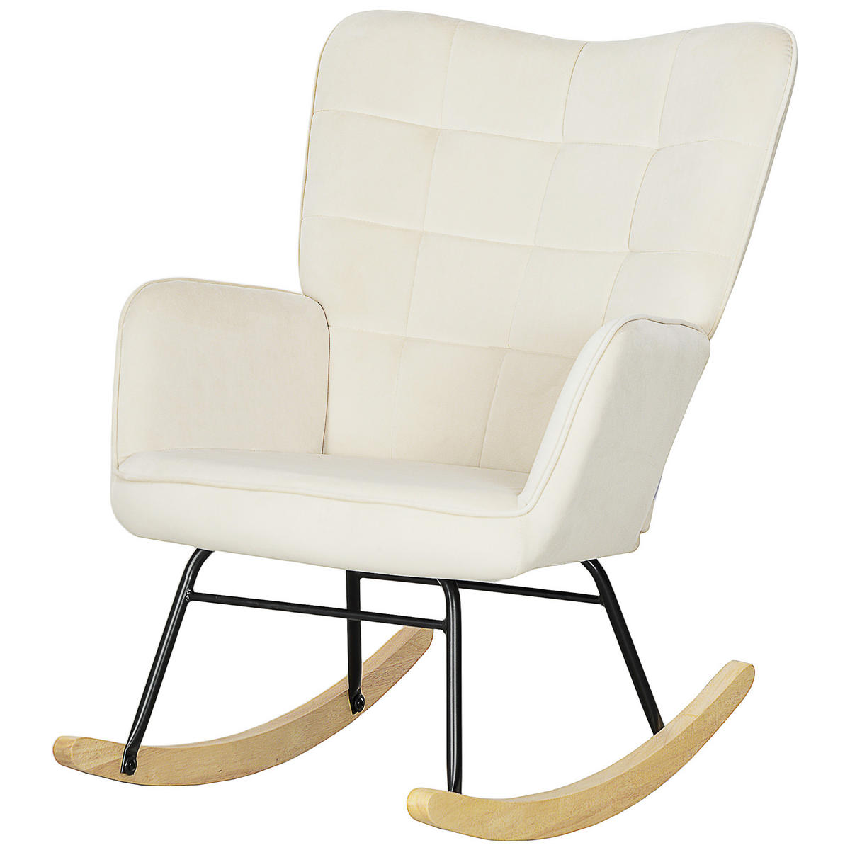 SCHAUKELSTUHL DE-07517 mit dicker Polsterung und breiter Rückenlehne Beige - Beige, Holz/Metall (98/101/71cm) - ComfortXL