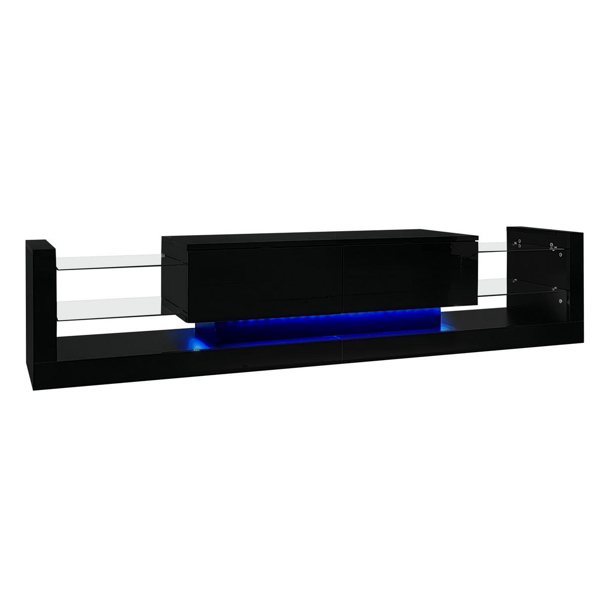 TV-ELEMENT Schwarz mit LED-Beleuchtung, TV-Lowboard 181/38/38 cm & Couchtisch - Schwarz, Holzwerkstoff (181/38/38cm) - Flora Grace