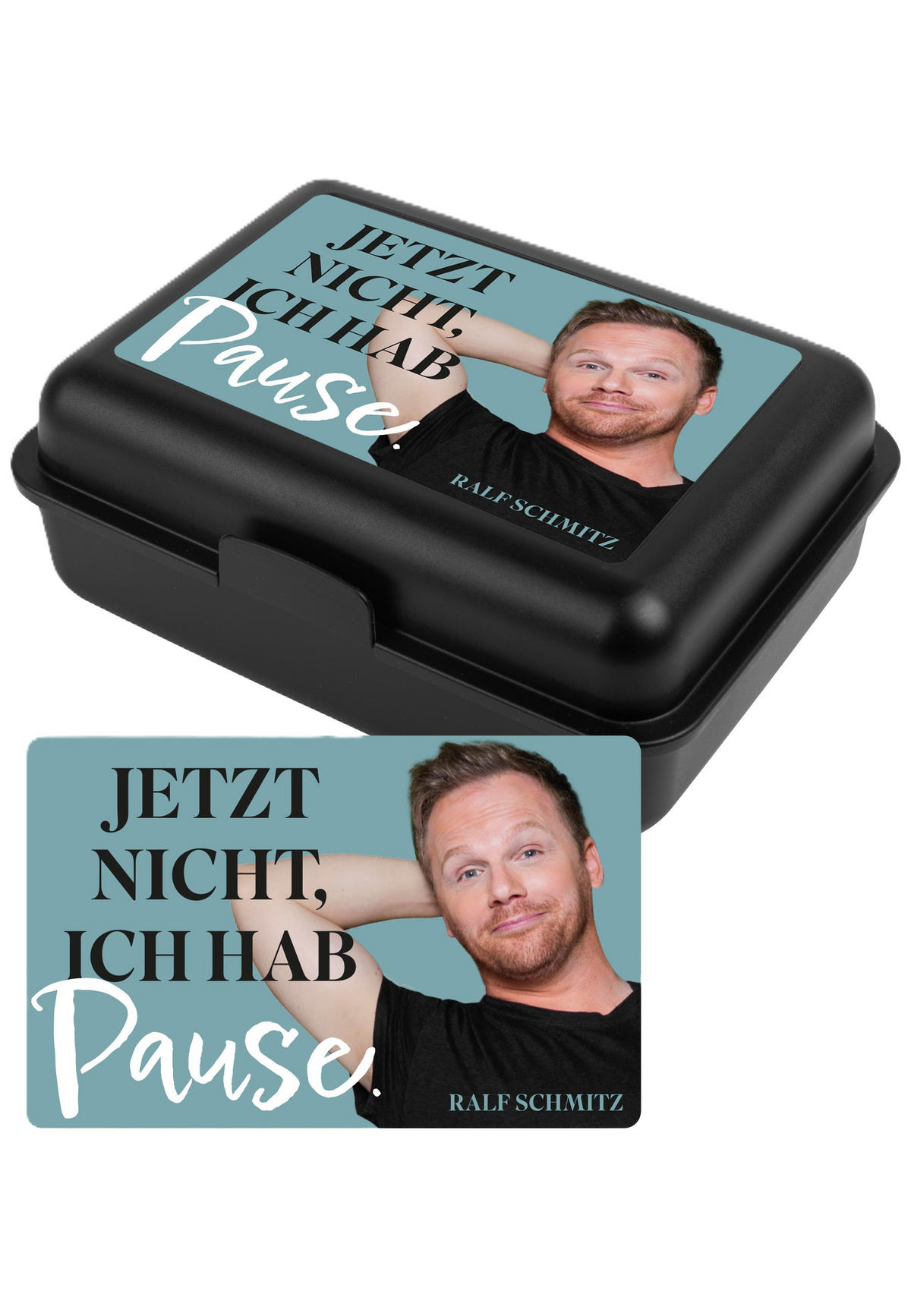 BROTDOSE Ralf Schmitz Jetzt nicht, ich hab Pause Schwarz 17,5 x 12,8 x 6,9 cm - Schwarz, Kunststoff (17.5/6.9/12.8cm) - United Labels