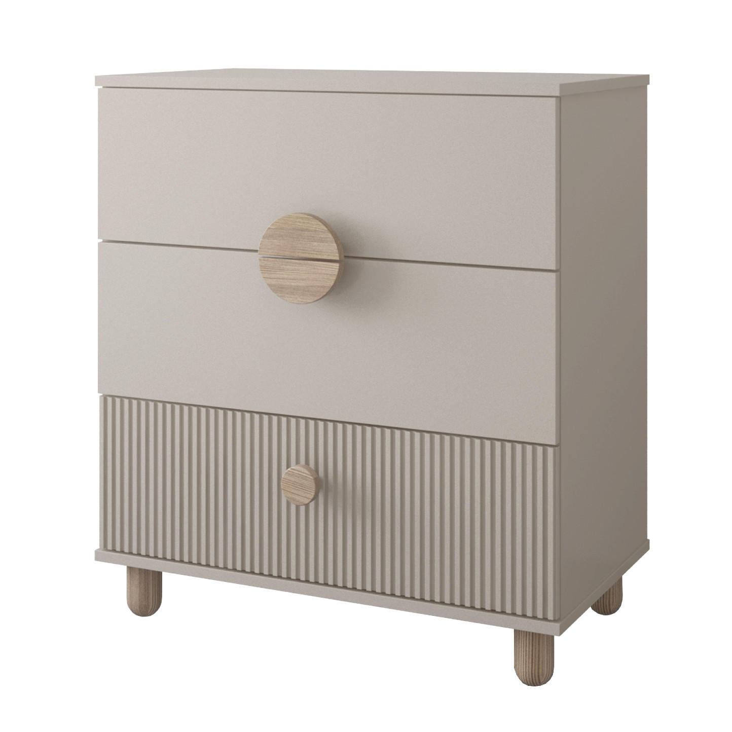 KINDERKOMMODE Bebella - Beige, Naturmaterialien (48/90/80cm) - kiki design