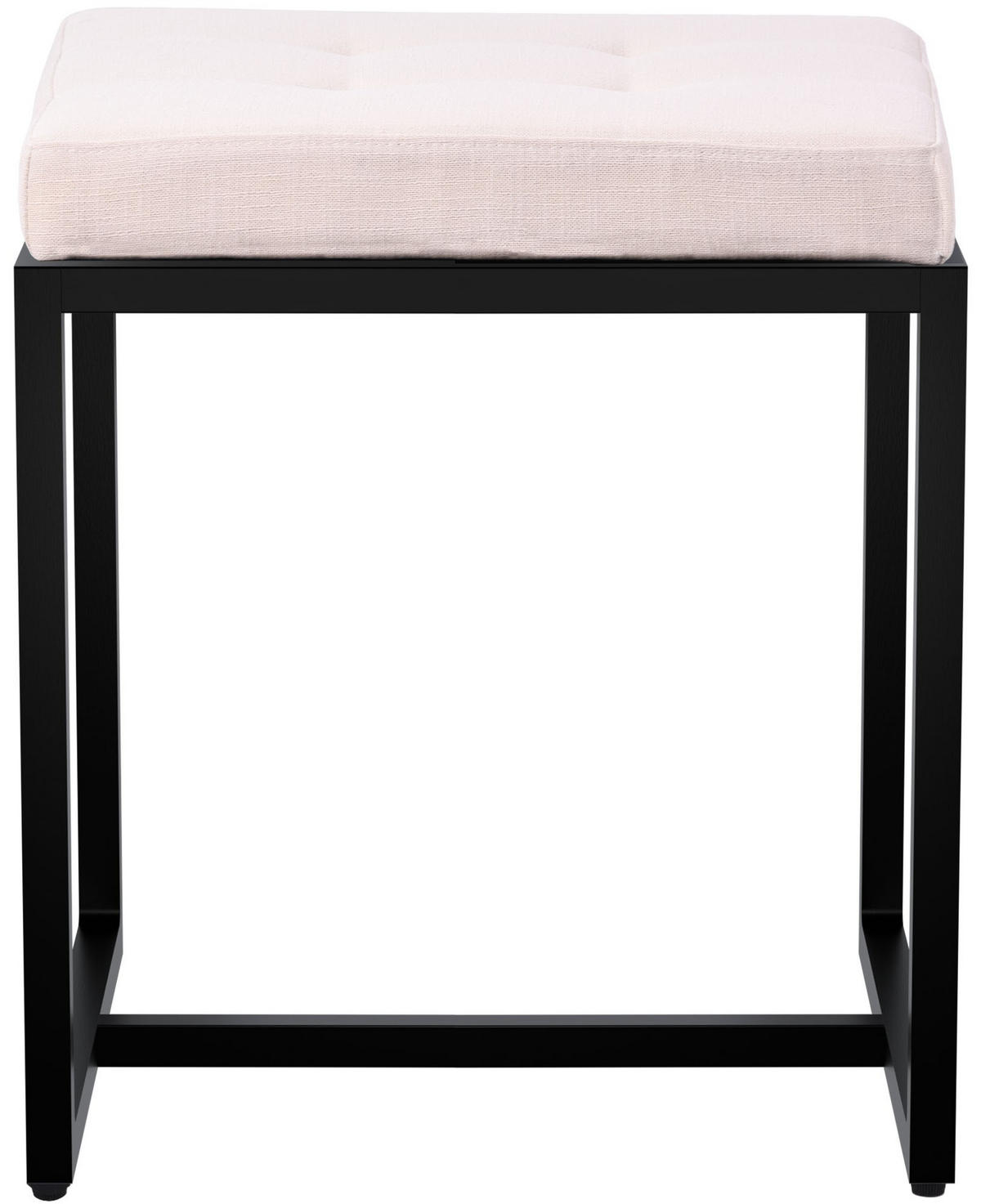SITZWÜRFEL eckig 40/40/48 cm Stoff creme - Creme/Schwarz, Textil/Metall (40/48/40cm) - CLP