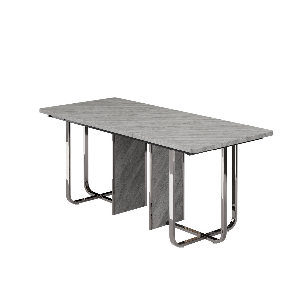 ESSTISCH 180/80/75 cm für 6-8 Personen mit MDF-Tischplatte und Metallbeinen, Grau/Silber - Grau, Holzwerkstoff (180/80/75cm) - Redom