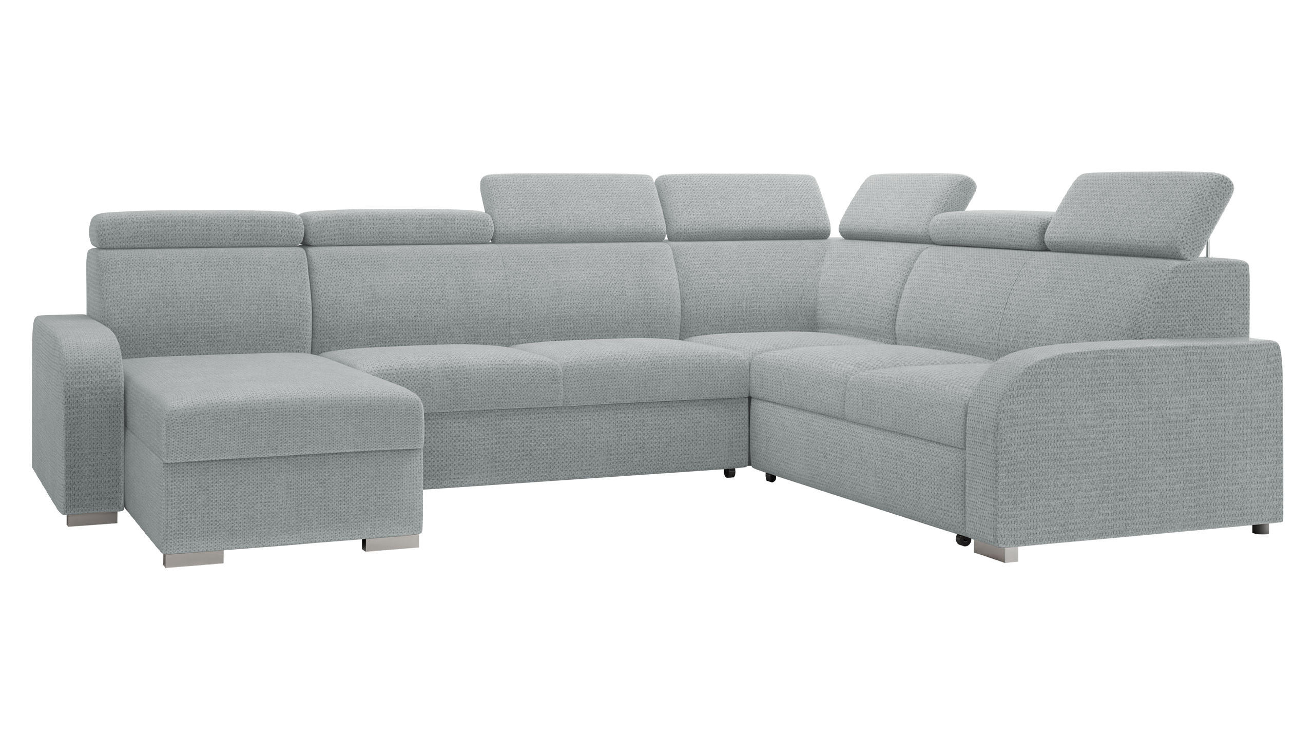 WOHNLANDSCHAFT Oslo 2rR2pLC - Silberfarben/Grau, Holz/Kunststoff (315/85/250cm) - MIRJAN24