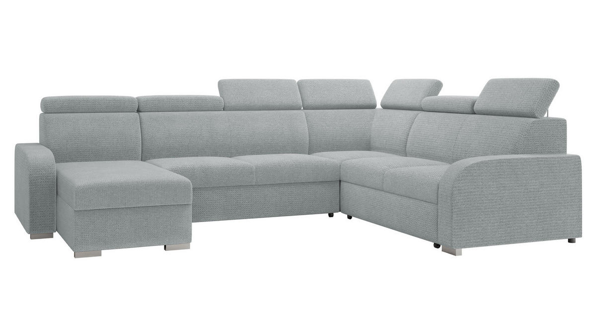 WOHNLANDSCHAFT Oslo 2rR2pLC - Silberfarben/Grau, Holz/Kunststoff (315/85/250cm) - MIRJAN24