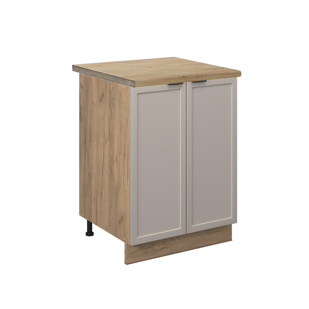KÜCHENUNTERSCHRANK Fame-Line GrauBeige 60 cm, AP Eiche - Greige/Eiche Wotan, Holzwerkstoff (60/82/60cm) - Vicco