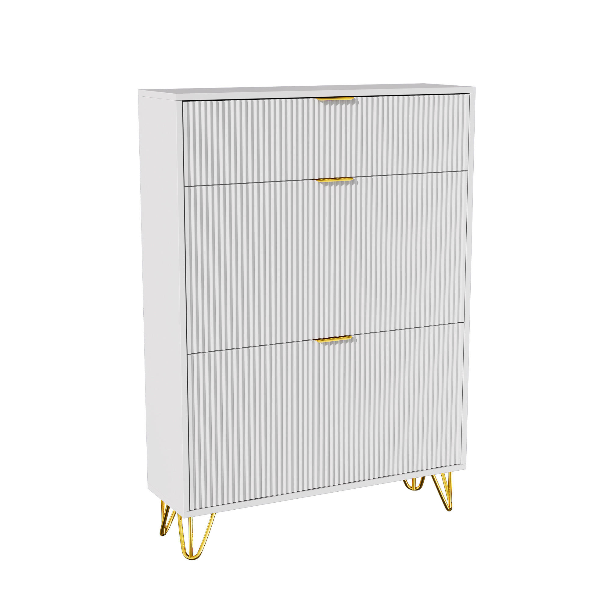 SCHUHSCHRANK aus Holz mit Türen, Weiß, 2 verstellbare Regale - Weiß, Holz (24/118.5/80cm)