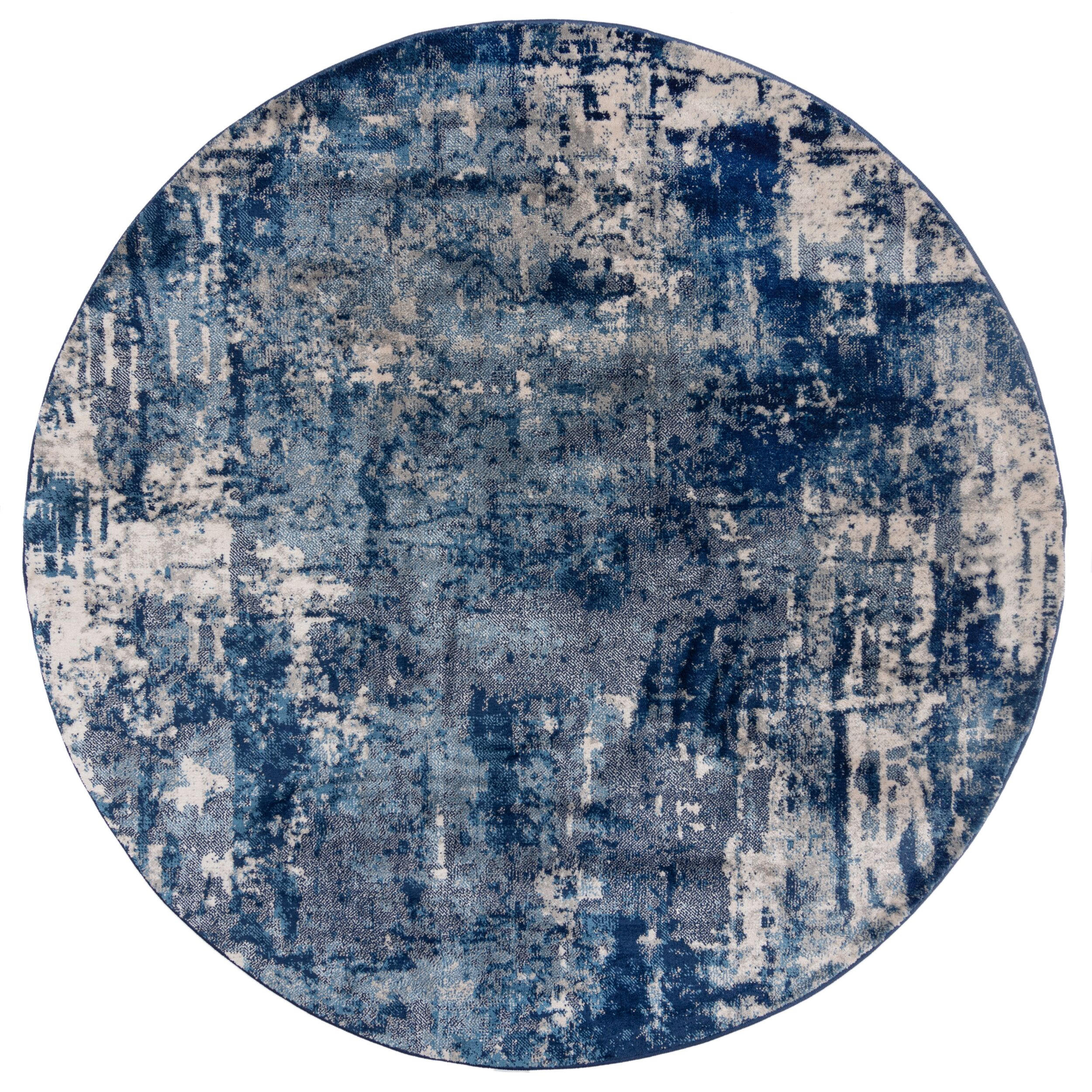 TEPPICH Kunst-Abstrakt-Muster DEE, Blau 160x160 cm - Blau, Textil (160/160cm) - KADIMA DESIGN