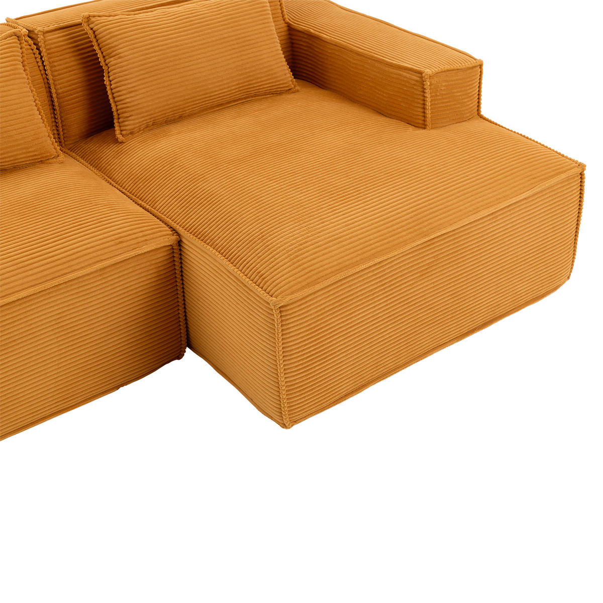 ECKSOFA DE-35208 mit 2 Kissen Senfgelb - Gelb, Textil (129/235cm) - ComfortXL