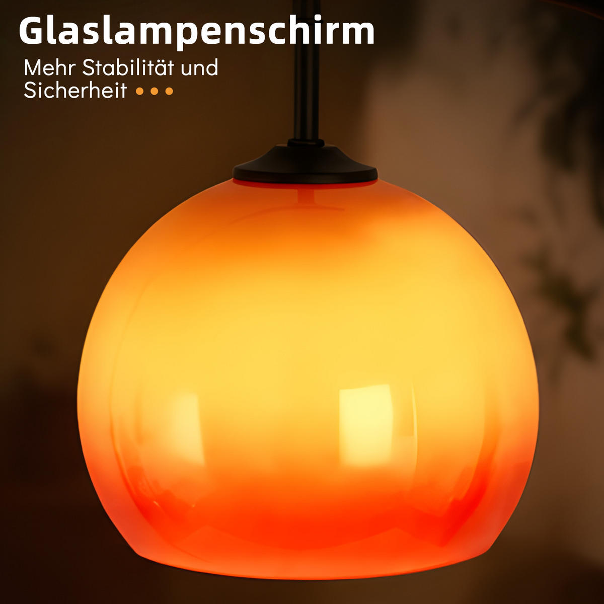 STEHLAMPE Jynvex 40/25/160 cm - Schwarz/Orange, Glas/Metall (40/25/160cm) - ZMH