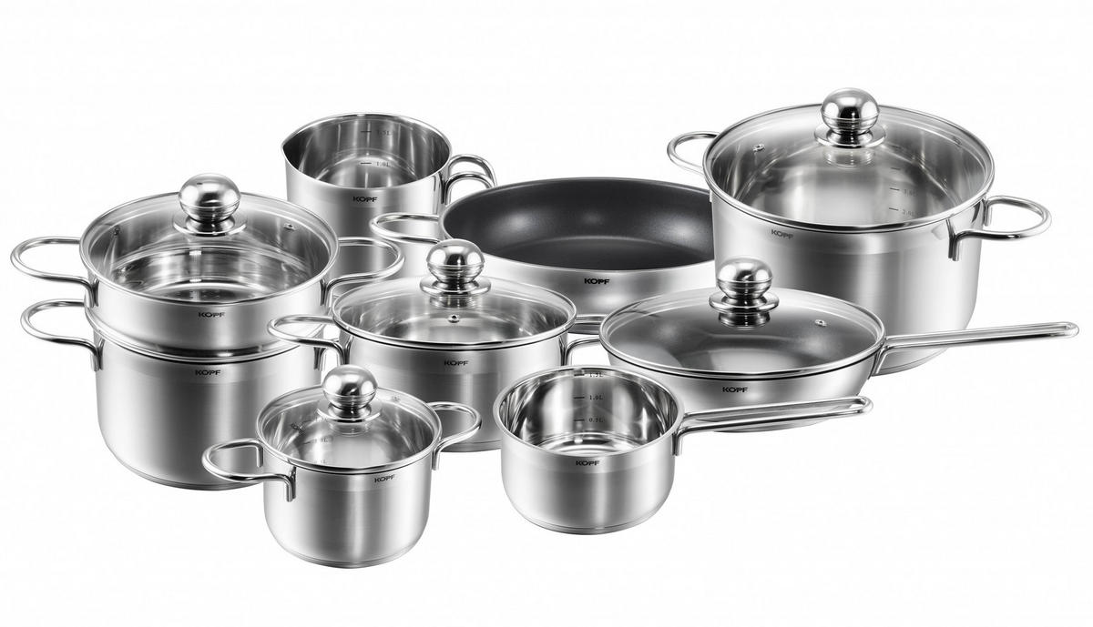 TOPFSET Josie, Edelstahl, Induktion, 14-teilig - Silberfarben, Metall - KOPF